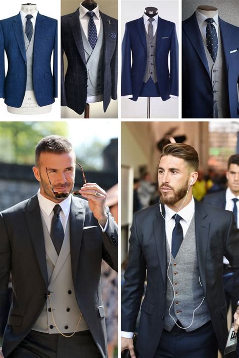 blue suit grey waistcoat